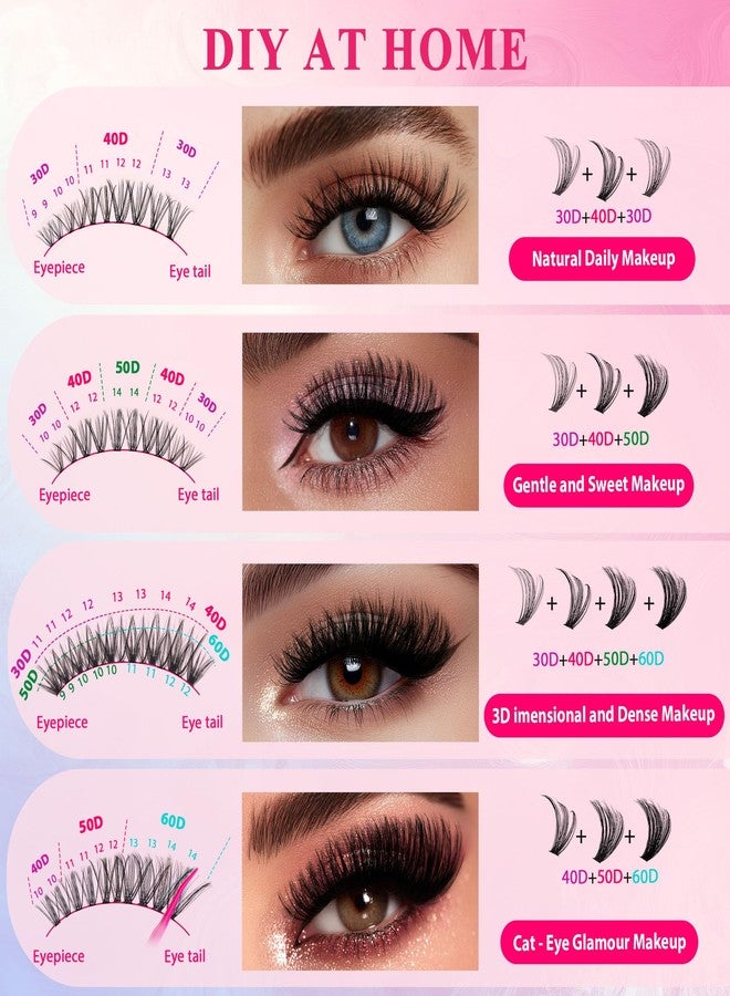 CCODDY Waltz Lash Clusters Kit - Lash Clusters Lashes D Curl Eyelash Clusters Lash Extension Kit 30D40D50D60DFluffy eyelash clusters kit with Bond and Seal 0.07MM False Eyelashes DIY at Home - Image 3